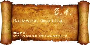 Balkovics Amarilla névjegykártya